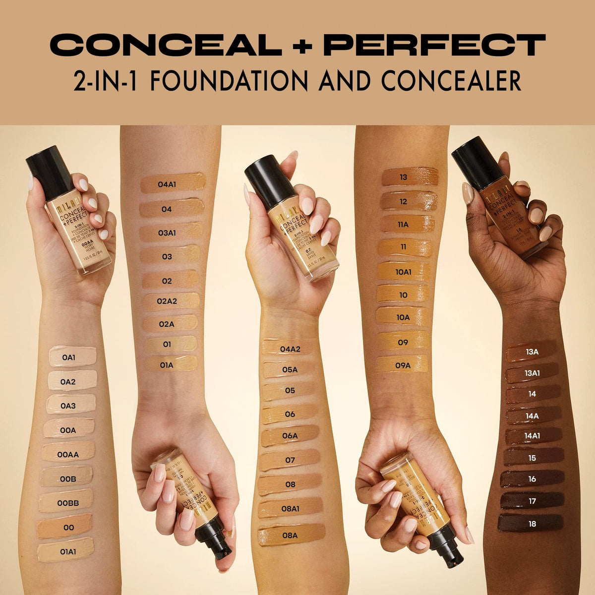 Water-Resistant Foundation Concealer 2-in-1 Natural Beige 1 Fl Oz