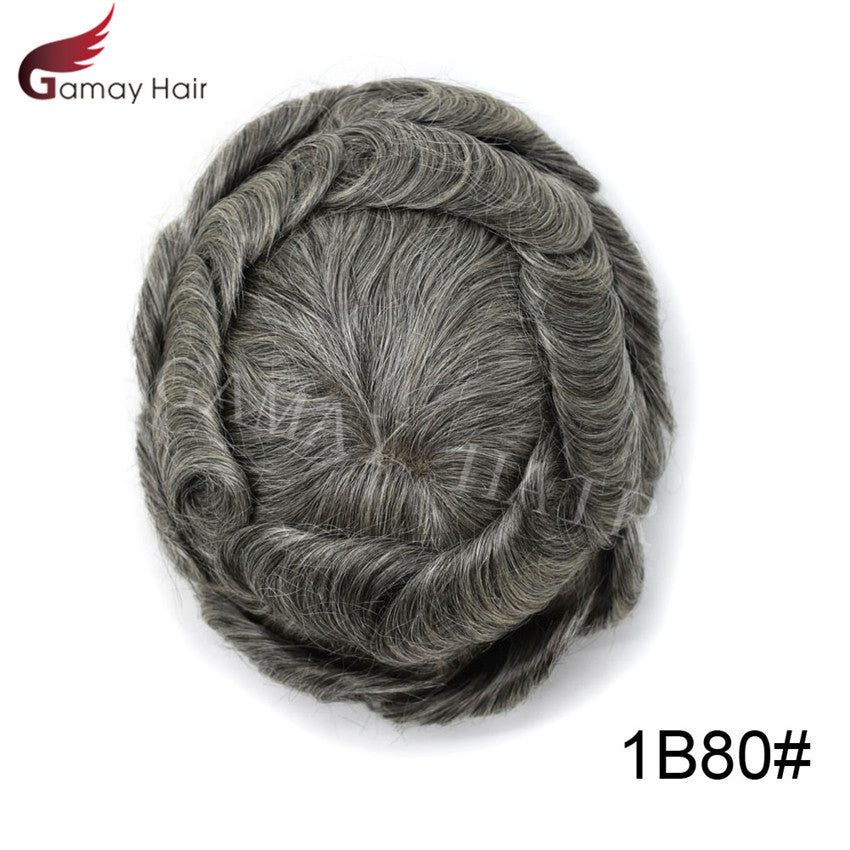 Full Poly Thin Skin Human Hair Toupee for Men - Durable, Invisible, Customizable