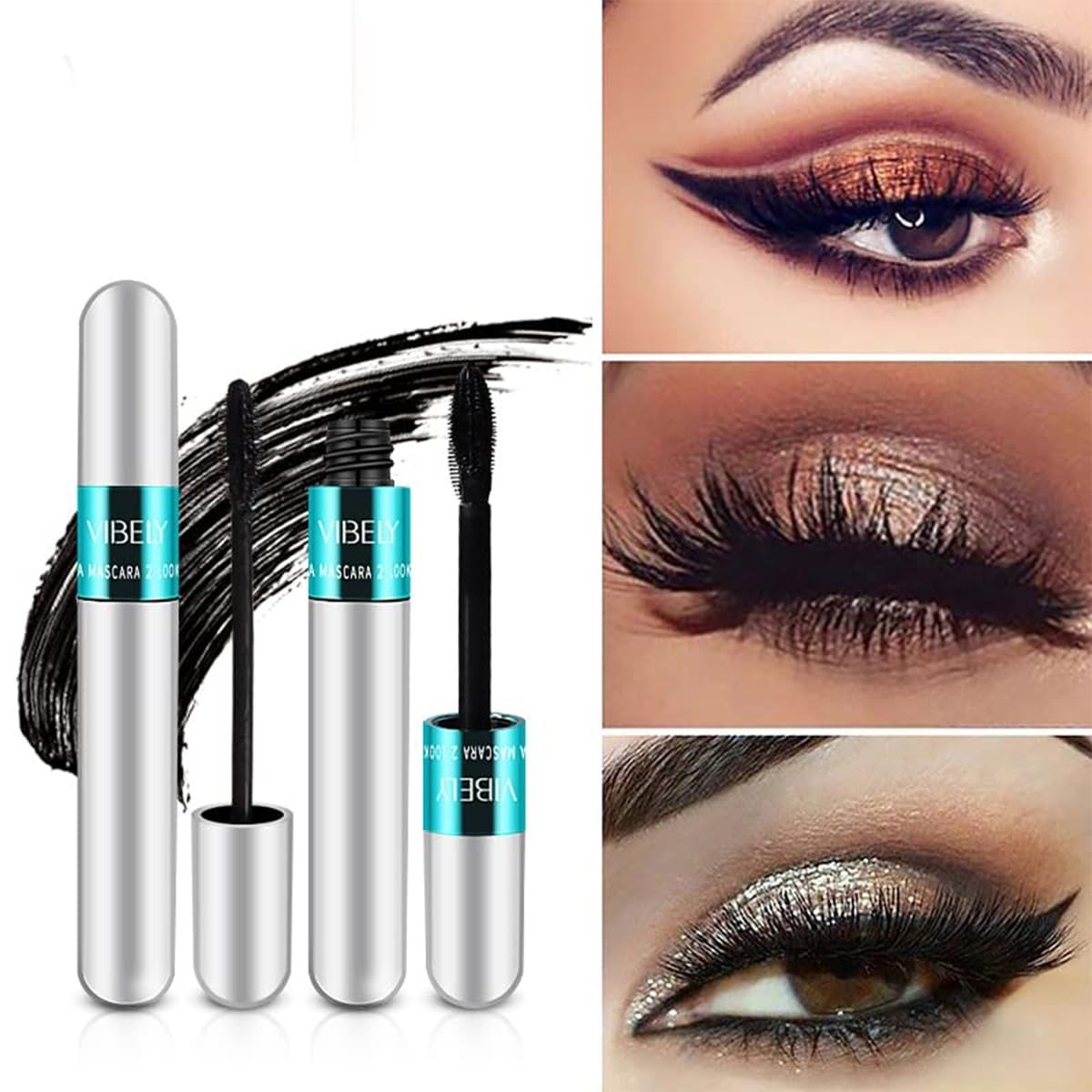 2-in-1 Waterproof Mascara for Lengthening & Volumizing Lash Look