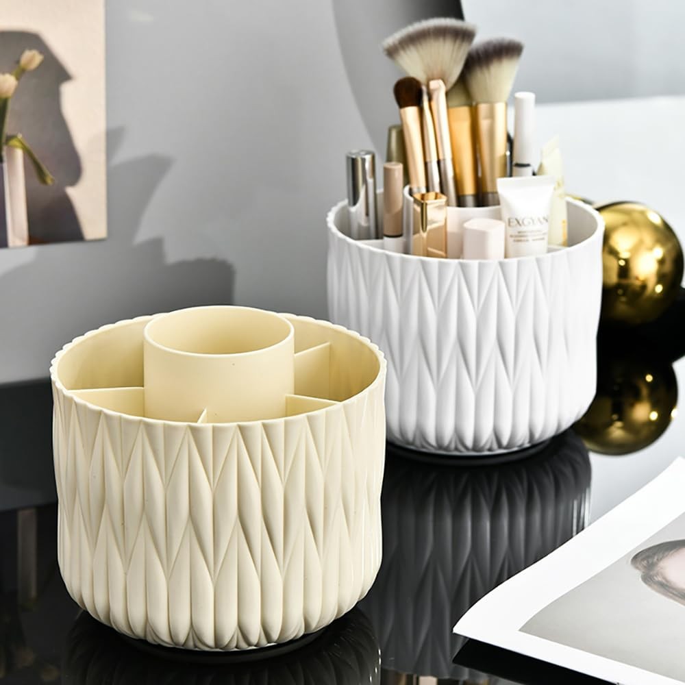 Rotating Makeup Brush Holder - 5 Slots, 360° Spinner Organizer for Vanity