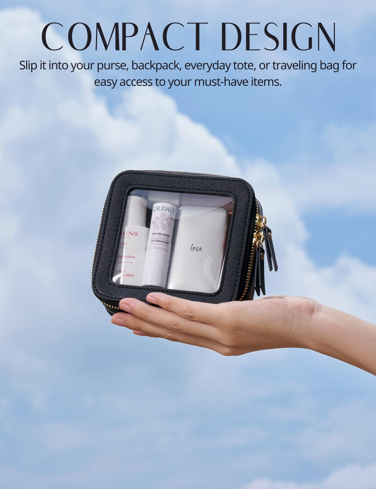 Clear Makeup Bag Set of 2 - Medium and Mini Travel Cosmetic Organizers