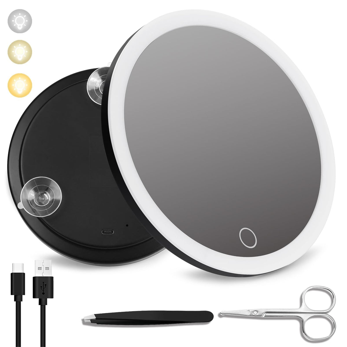 30x Lighted Magnifying Mirror with Suction Cups - Travel Makeup Mirror