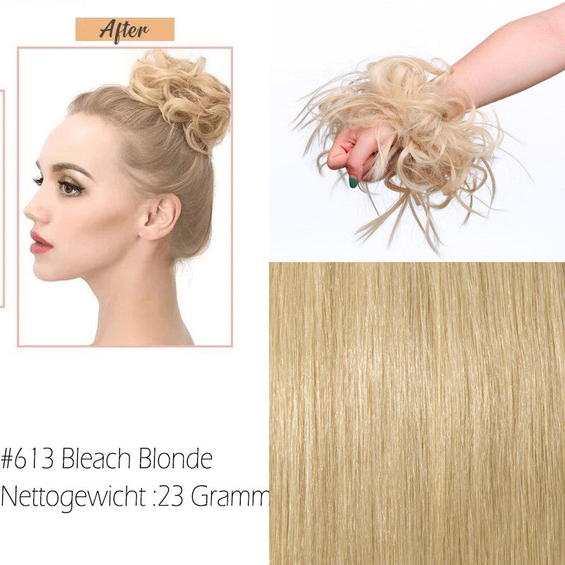Clip-In Human Hair Bun Extensions Curly & Straight | Messy Hair Piece