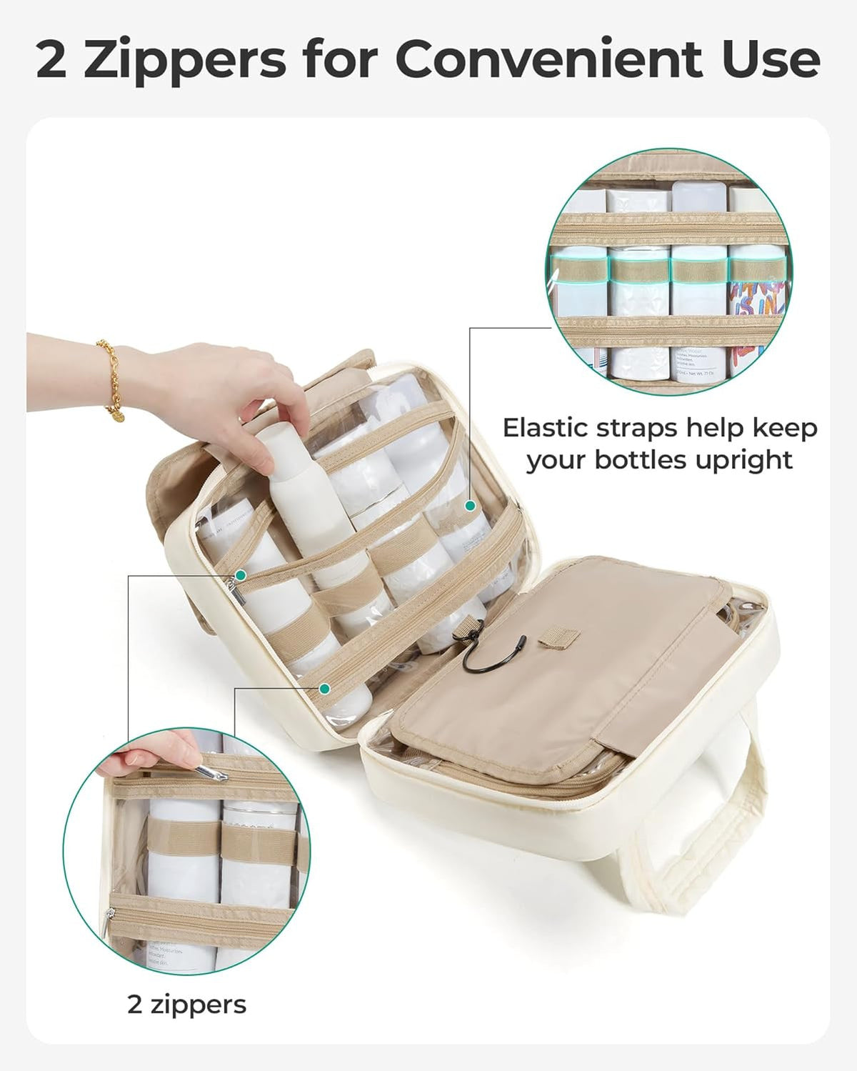 Travel Toiletry Bag for Women - Hanging Puffy Makeup & Organizer