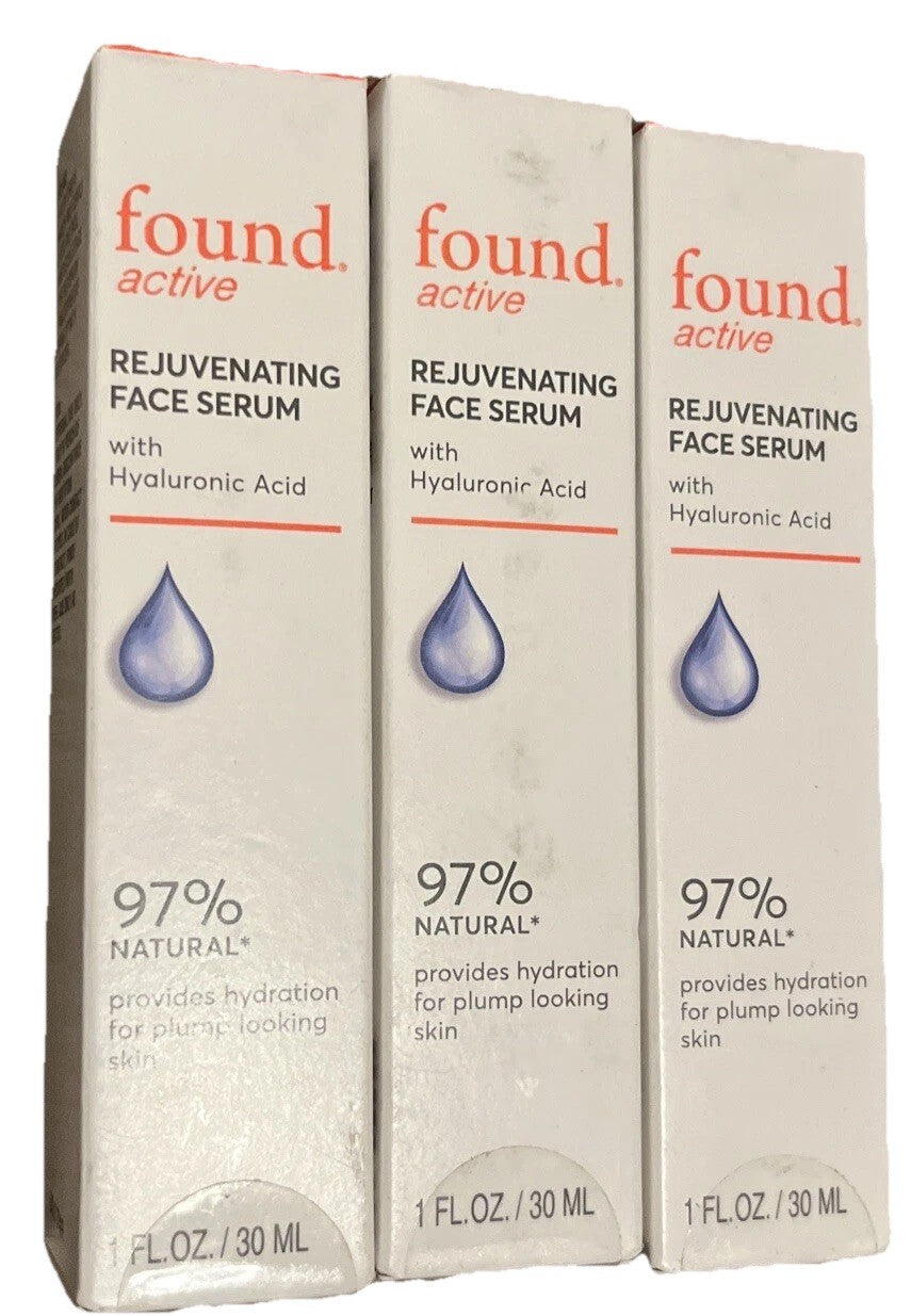 Found Active Rejuvenating Face Serum with Hyaluronic Acid - 3 Pack 1 Oz