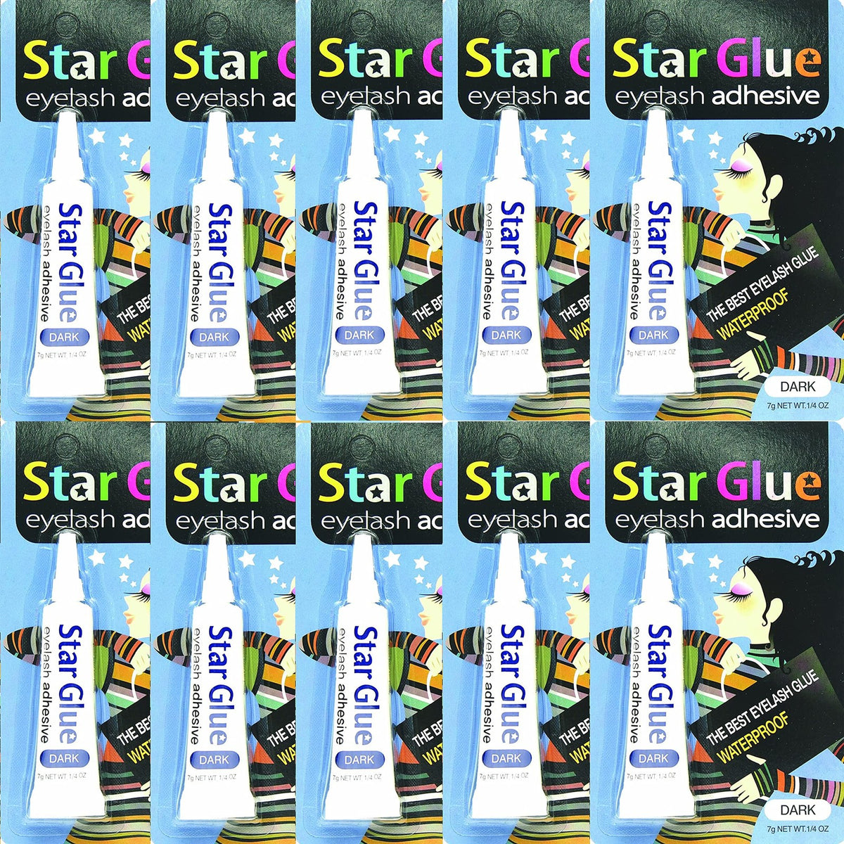 Dark Waterproof Eyelash Adhesive 10 Pcs for False Lashes & Eye Makeup