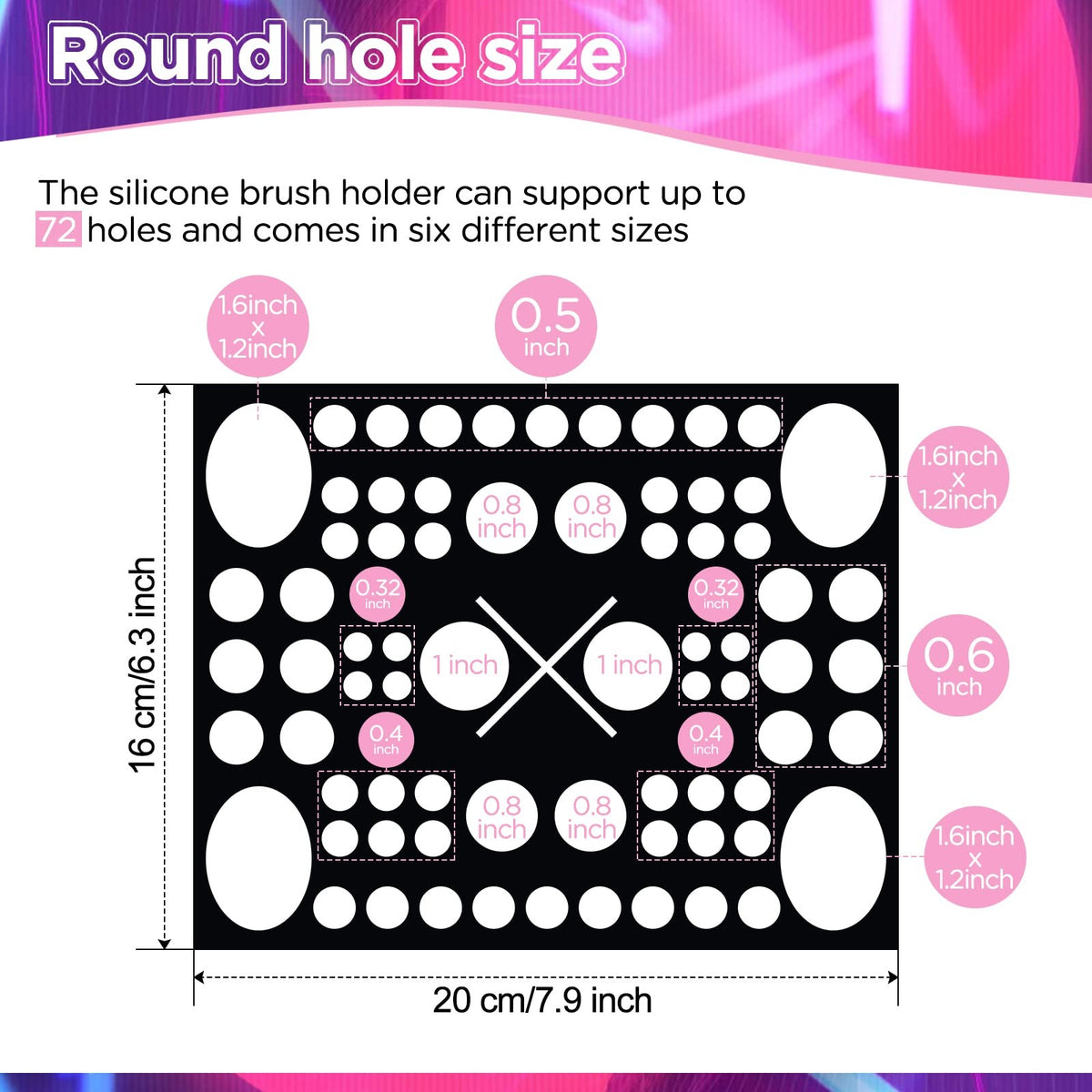 Acrylic Makeup Brush Holder with 72 Holes - Portable Drying Rack & Organizer