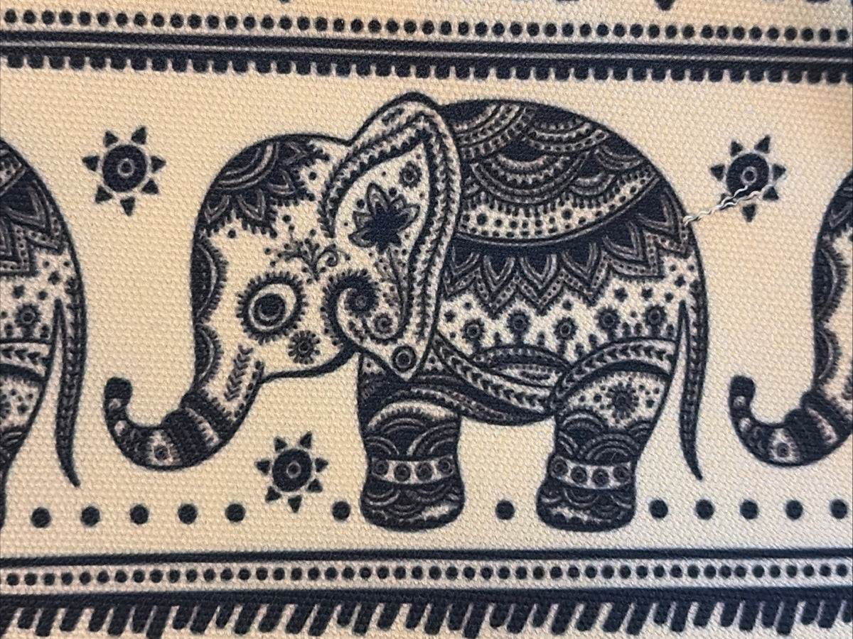 Elephant Cosmetic Bag Makeup Purse Clutch Organizer Blue Ivory Boho
