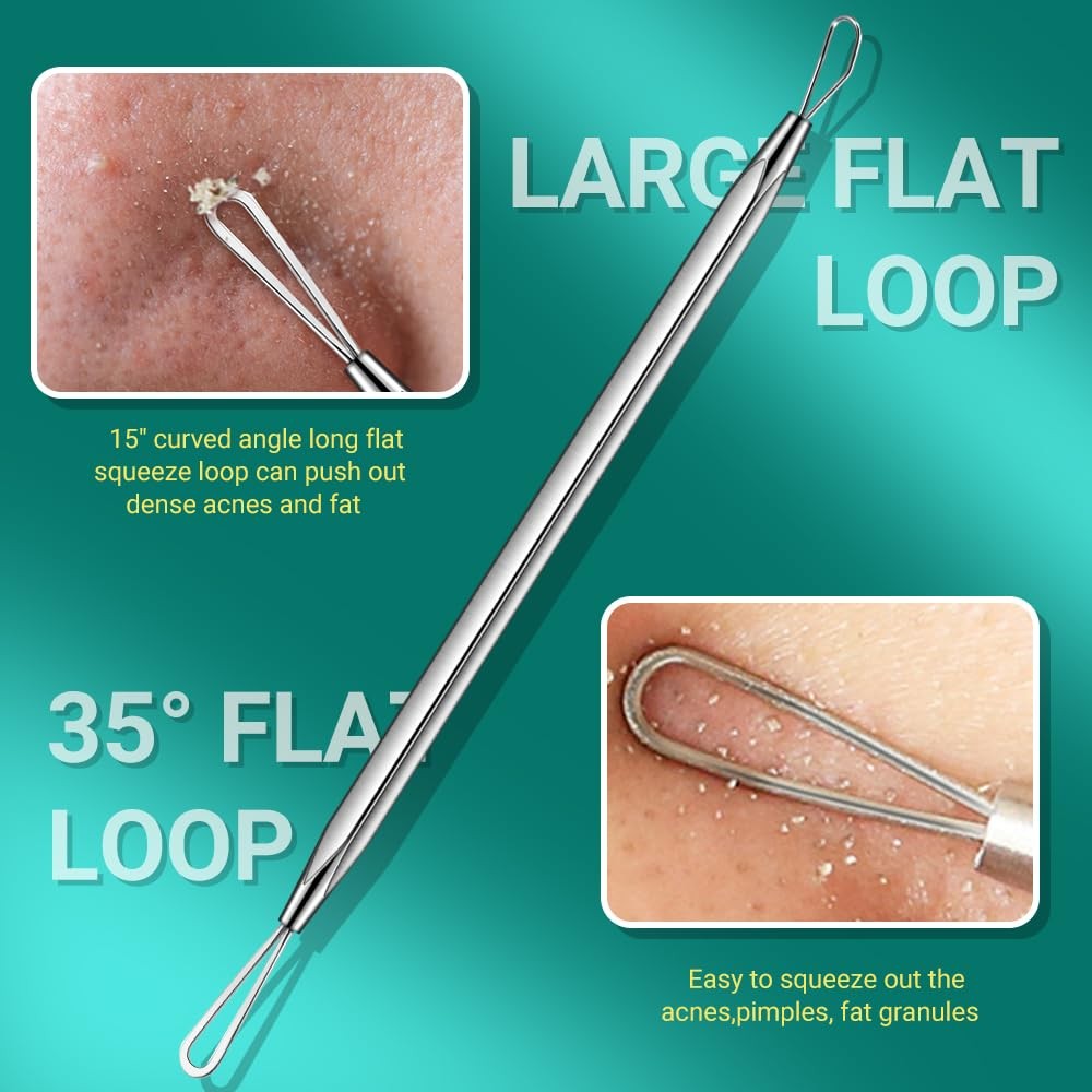 Pimple Popper Tool Kit - 6pcs Blackhead Removers & Acne Extractors, Stainless Steel