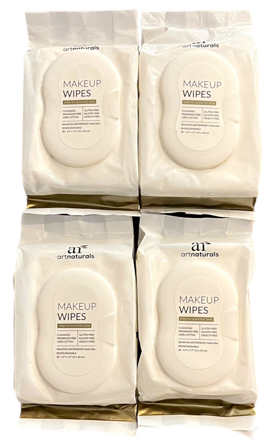 Makeup Remover Wipes Pack of 4 - 30-5.9 x 7.9 Inches Facial Cleansing Cloths