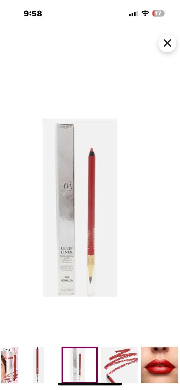 Lip Liner Pencil Waterproof Smudge-Resistant 369 Vermillion - 2 Pack