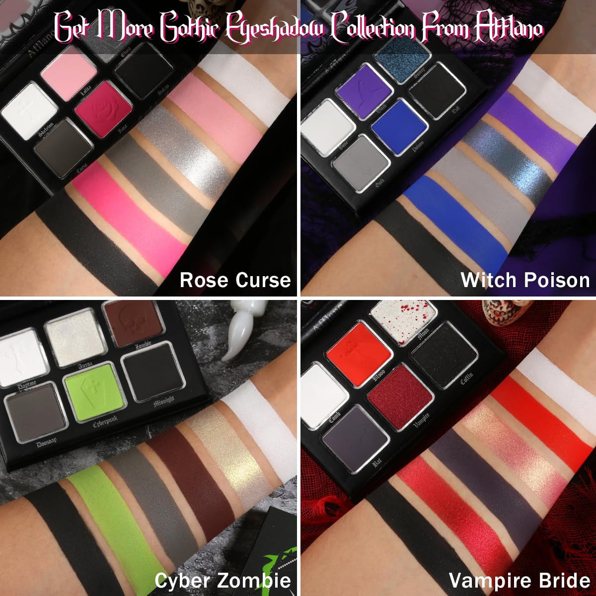 Goth Eyeshadow Palette Vampire Blood Red & Black Smoky Makeup