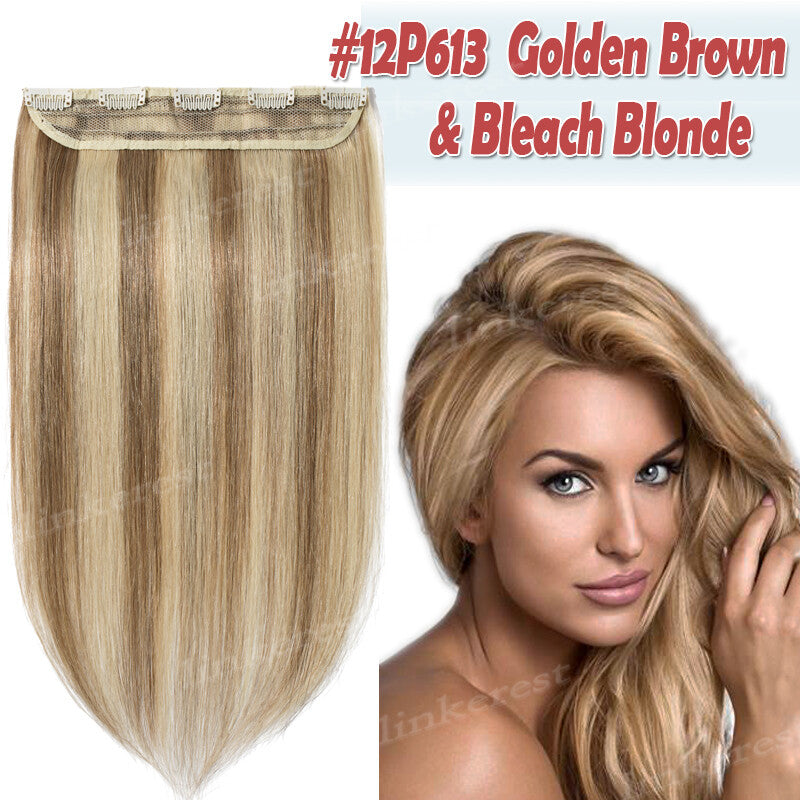 Remy Human Hair Extensions Clip-In Full Head Blonde 8-24 Inches