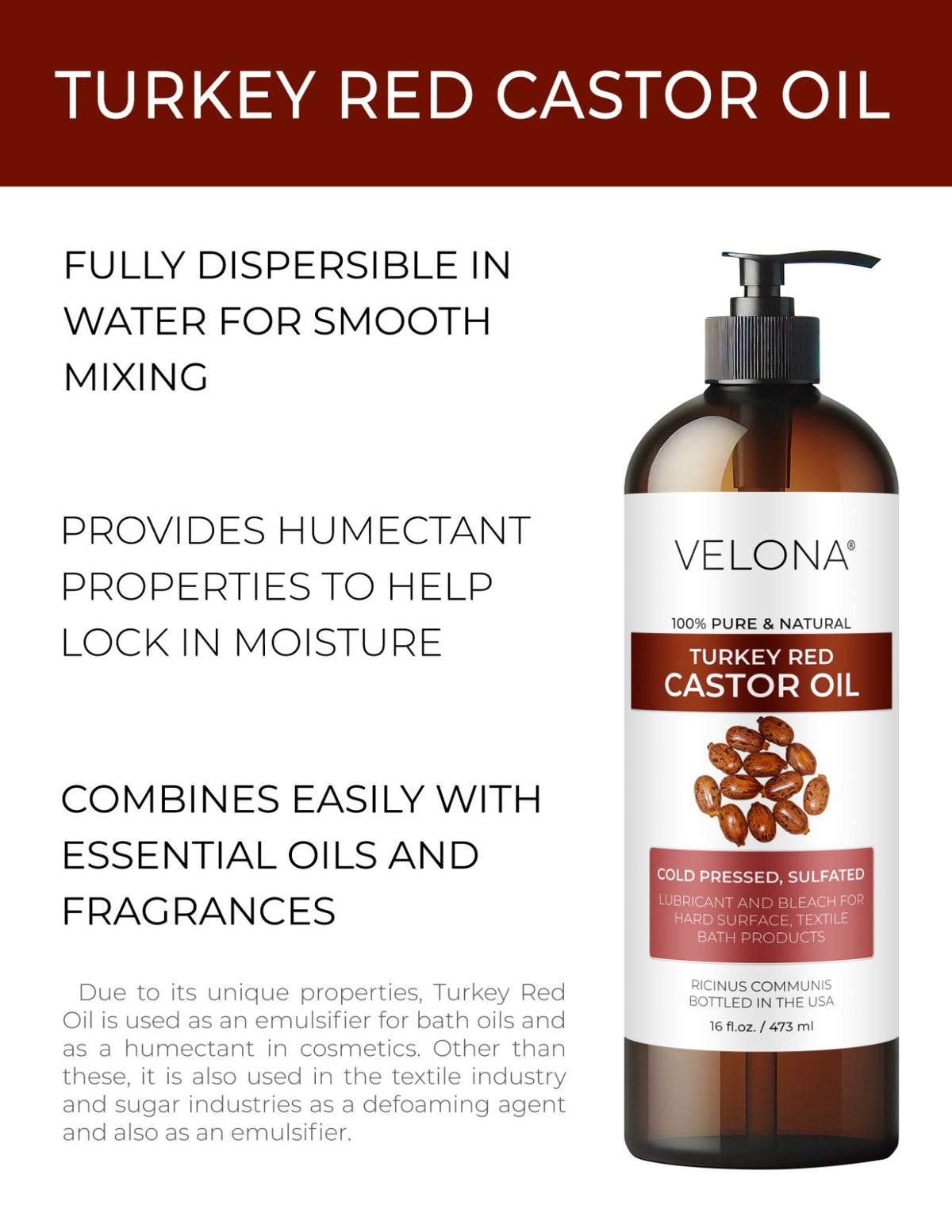 Castor Oil Turkey Red - 32 fl oz | Pure Cold Pressed