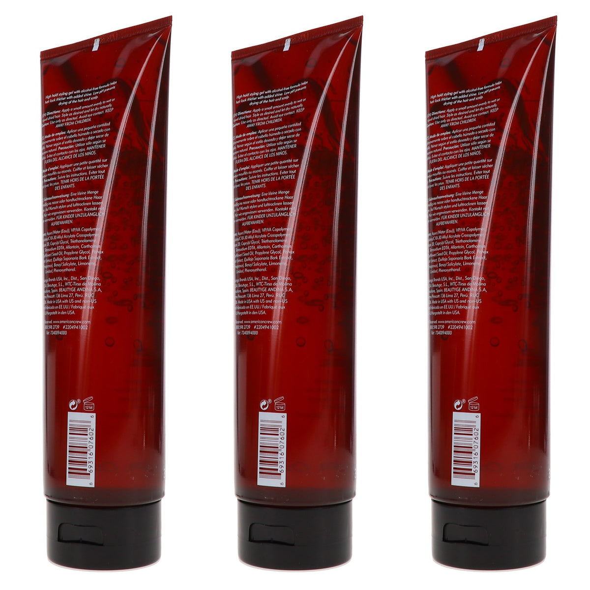 American Crew Firm Hold Styling Gel 13.1 oz - 3 Pack, Alcohol-Free Hair Styling