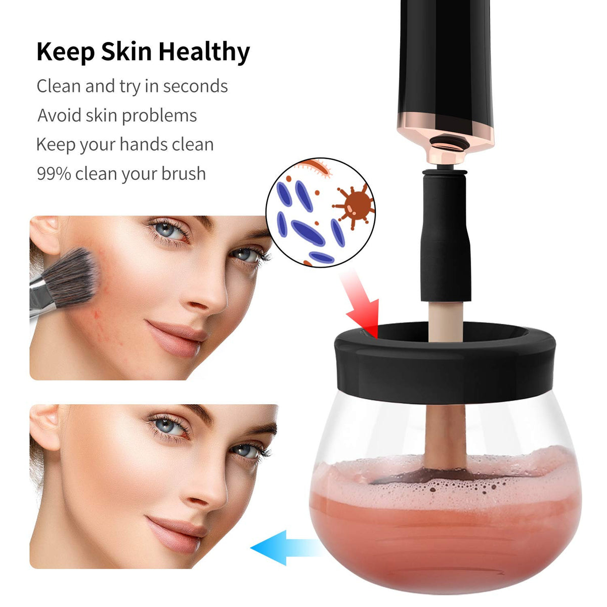 Electric Makeup Brush Cleaner and Dryer Machine - Fast Cleaning and Drying for Cosmetic Brushes