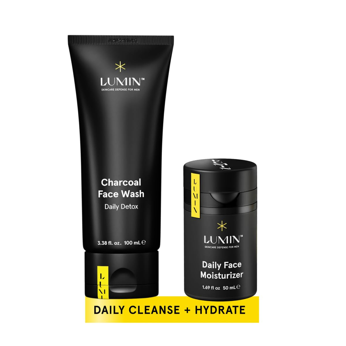 Men's Charcoal Face Wash & Daily Moisturizer Skin Care Set
