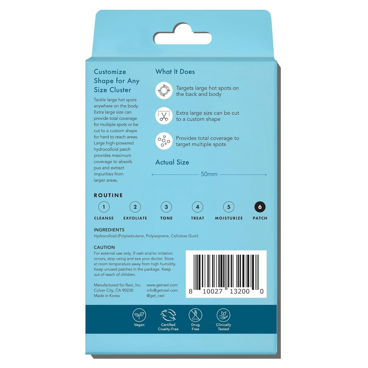 Large Hydrocolloid Pimple Patches - 50mm Absorbent Blemish Cover for Face & Body
