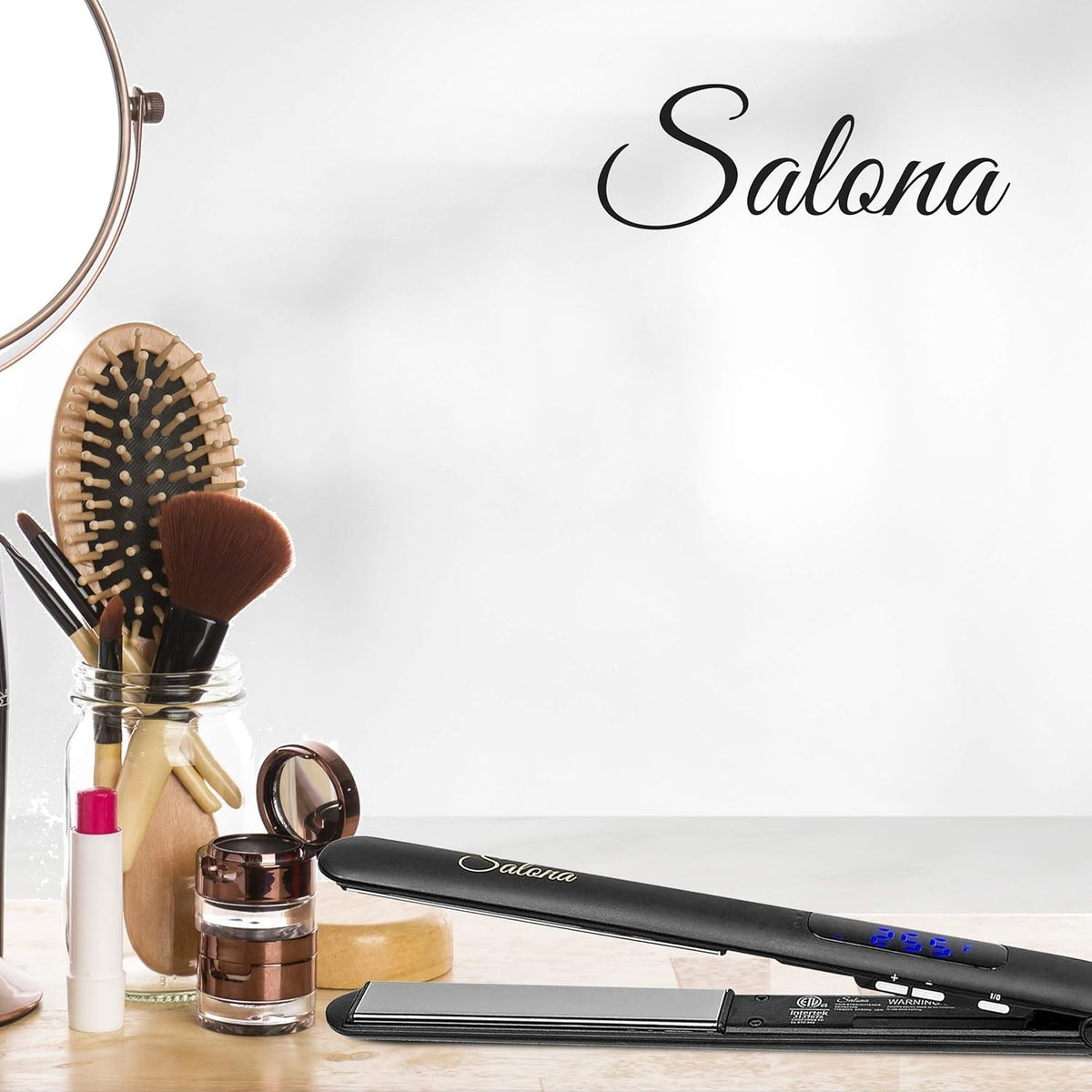 Titanium Hair Straightener 1-Inch Flat Iron with Ionic Technology - Travel Bag
