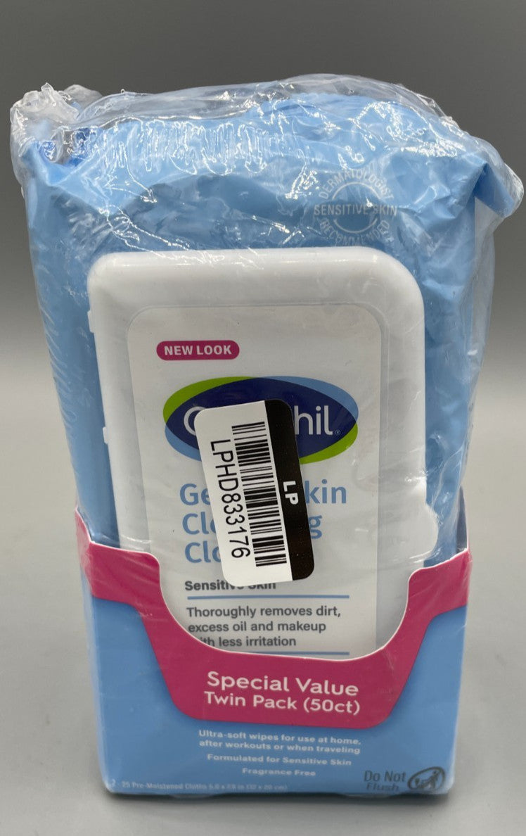 Sensitive Skin Face & Body Cleansing Wipes Twin Pack - 50 Count