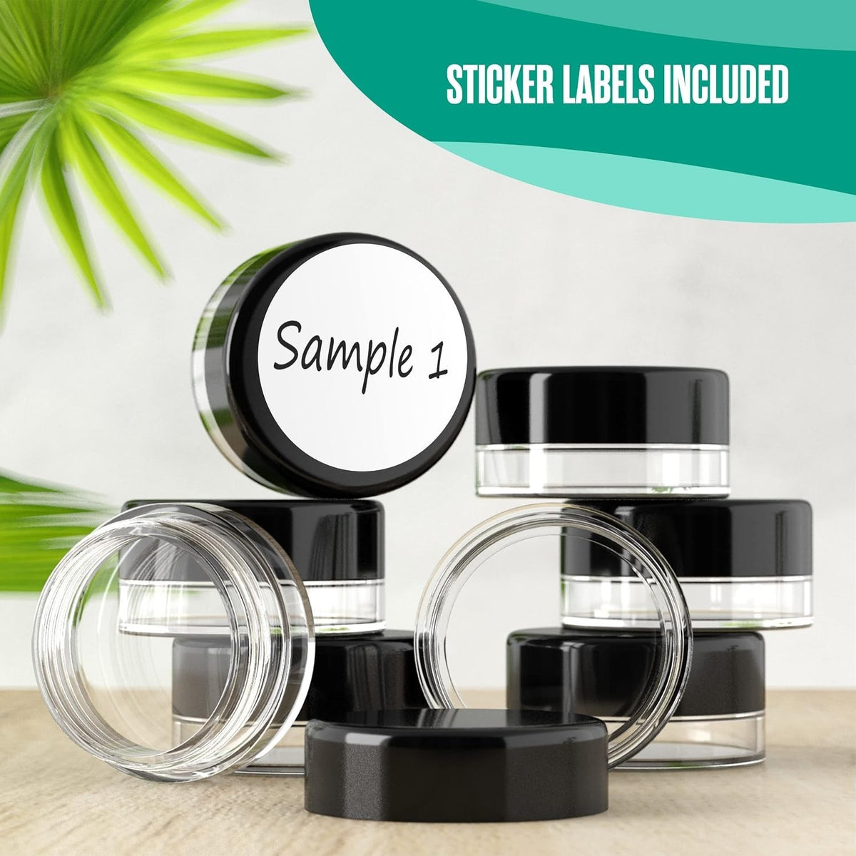 50 Pack Compact Acrylic Jars with Screw Lids for Makeup & Beauty Storage