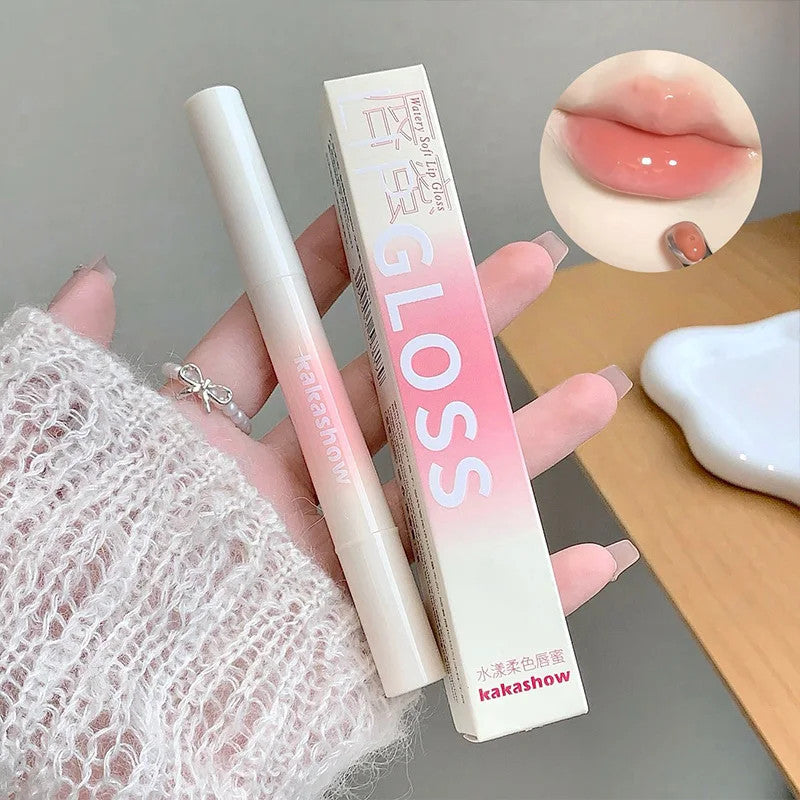 Watery Lip Gloss with Jelly Texture - Moisturizing Nude Lip Tint