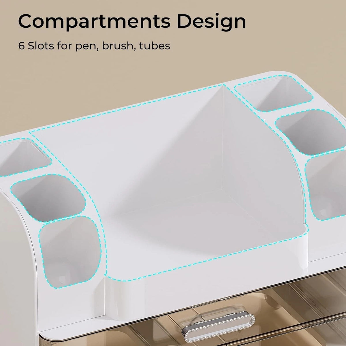 Makeup Organizer with 2 Large Drawers and Brush Holders - Vanity Storage Case