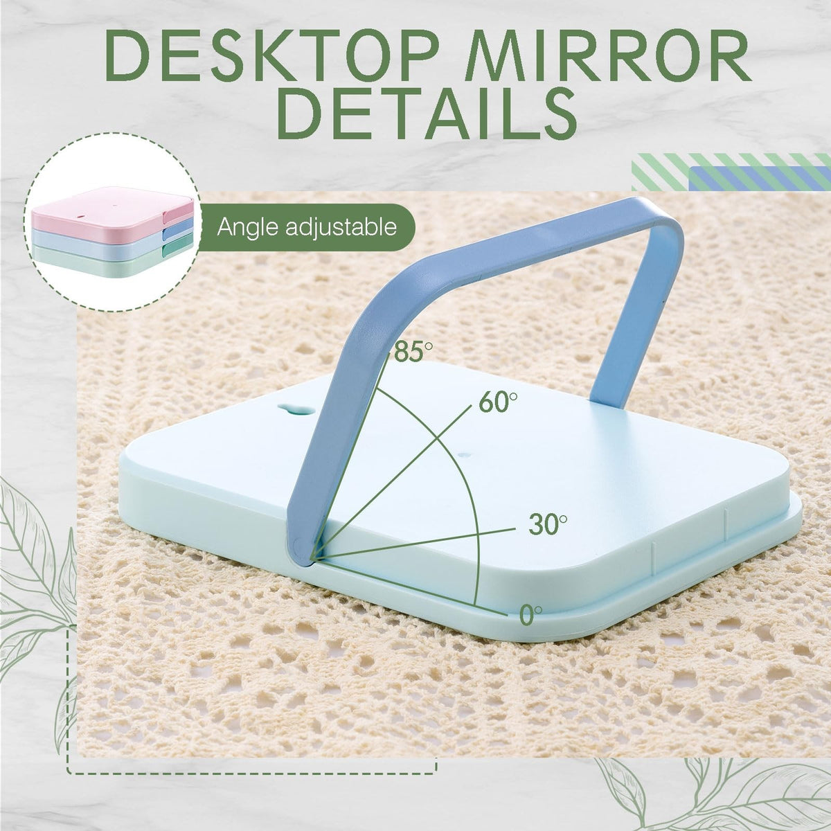 6-Pack 7.2 Inch Desktop Folding Vanity Mirrors with U-Bracket