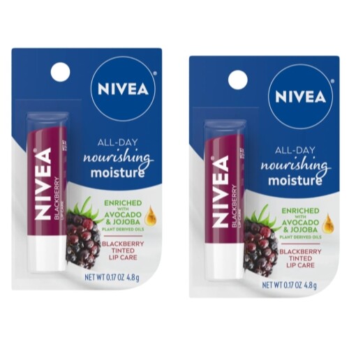 Nivea Blackberry Tinted Lip Balm Set - Hydrating Lip Care with Shea & Jojoba
