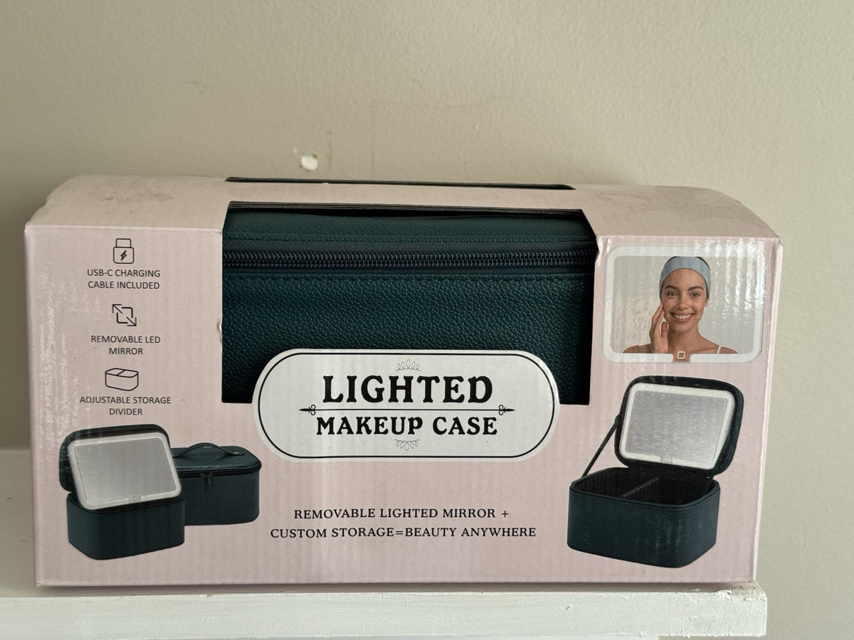 Lighted Makeup Case with USB-C Charging & LED Mirror - Portable Travel Vanity