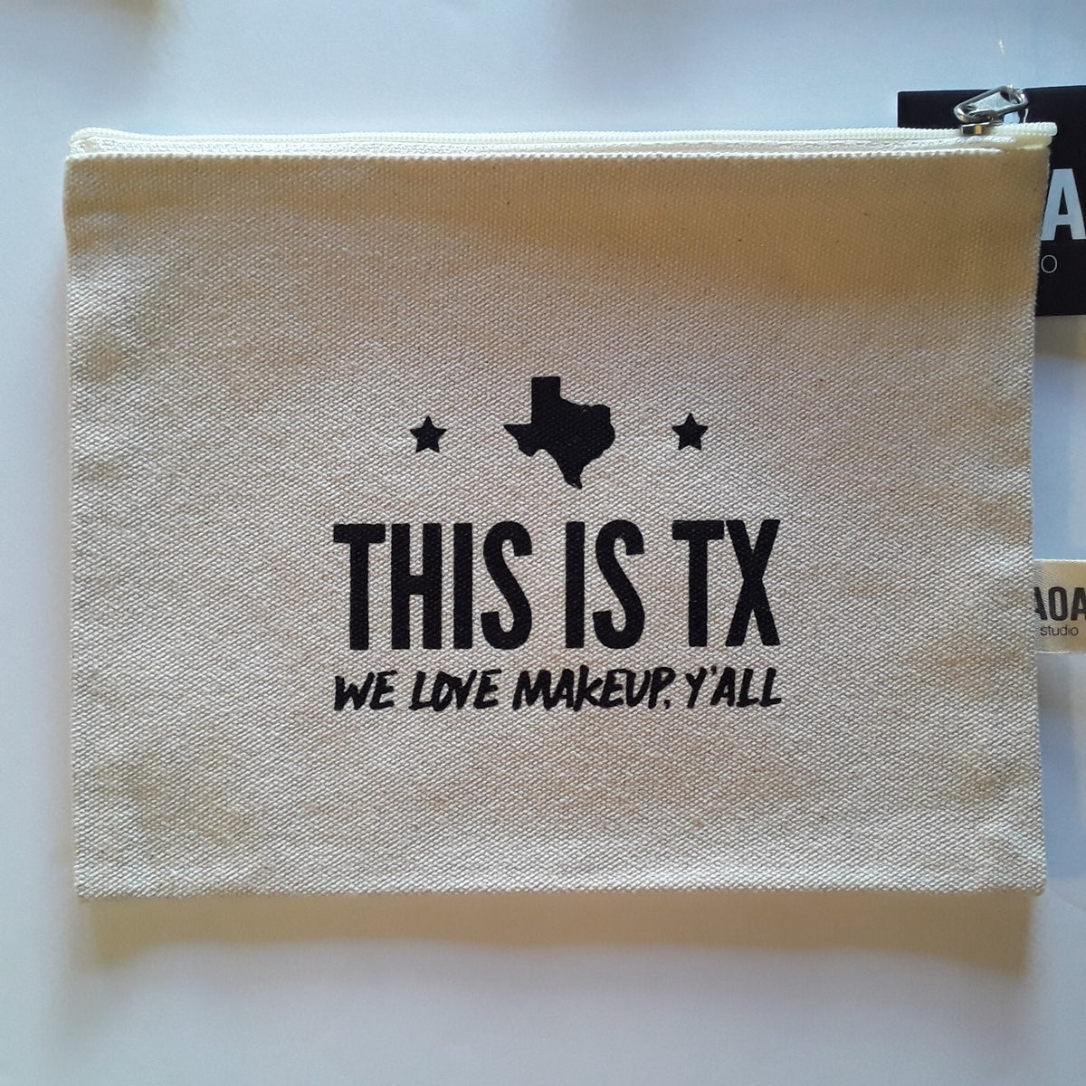 Texas-Themed Canvas Makeup Bag Set of 3 - Y'all Love Makeup Zipper Pouch