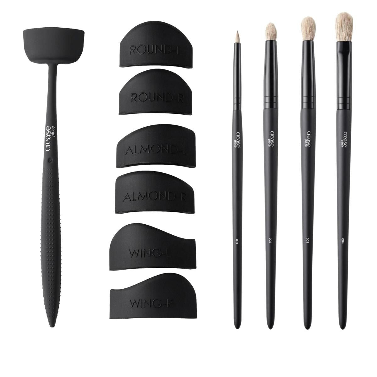 Makeup Cut Crease Kit & Brush Set for Eyeshadow Application - 6 Shapes + 4 Brushes
