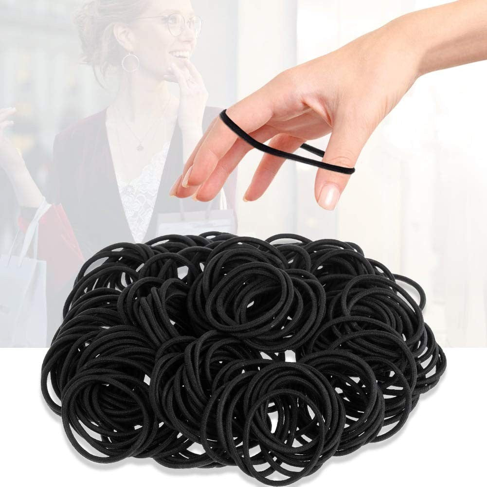 Anezus 200 Pcs Black Elastics Hair Ties Small 1 Count (Pack of 200),