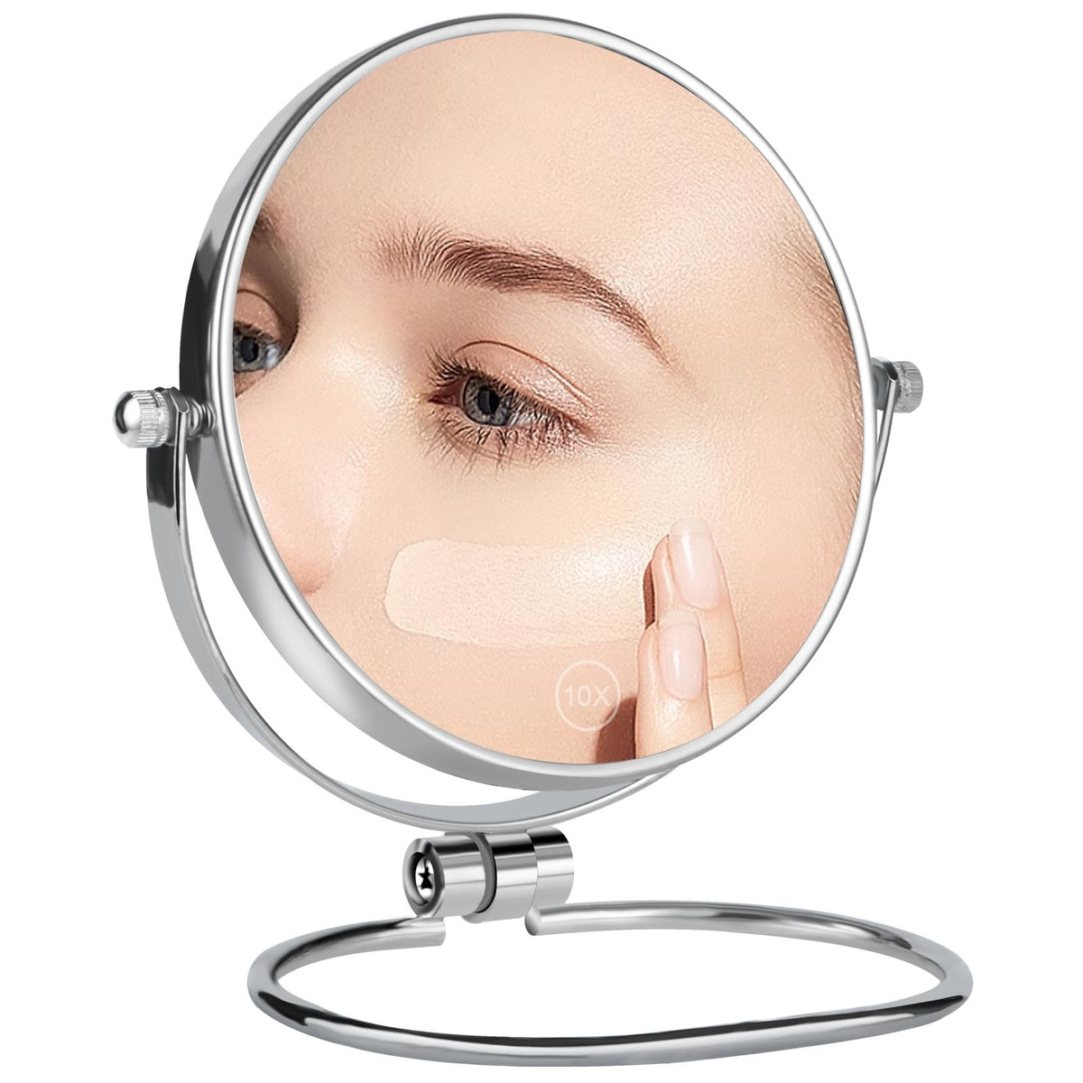 Travel Makeup Mirror 6-inch Double-Sided with 10X Magnification, Foldable & Portable
