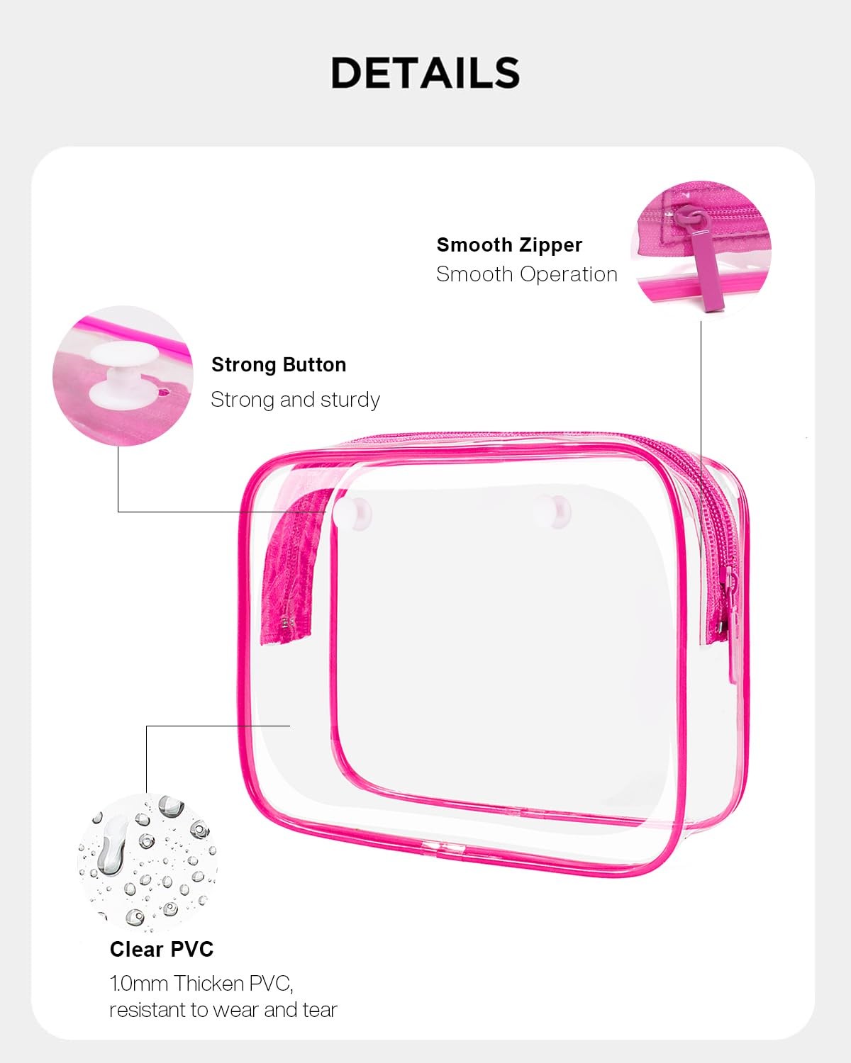 4 Pack Clear TSA Approved Travel Toiletry Bags Waterproof Makeup Organizer
