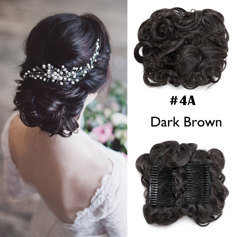 Large Curly Clip-In Hair Bun Extension for Thick Updos - Multiple Colors