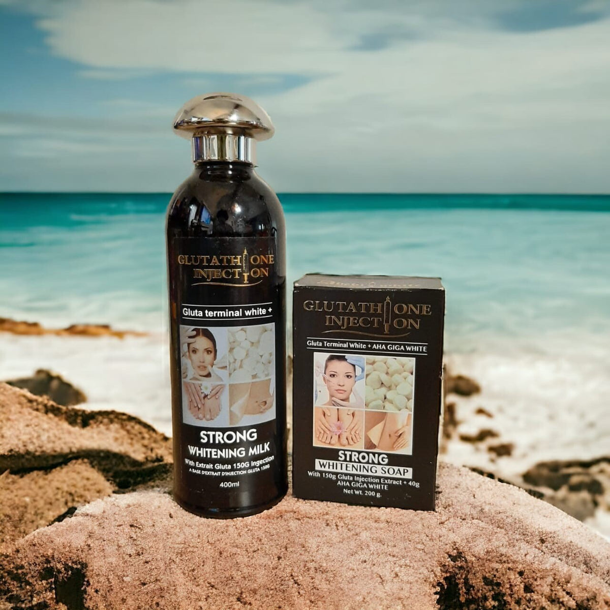 Glutathione Body Milk with Exfoliating Soap - Rejuvenating Skin Care Set