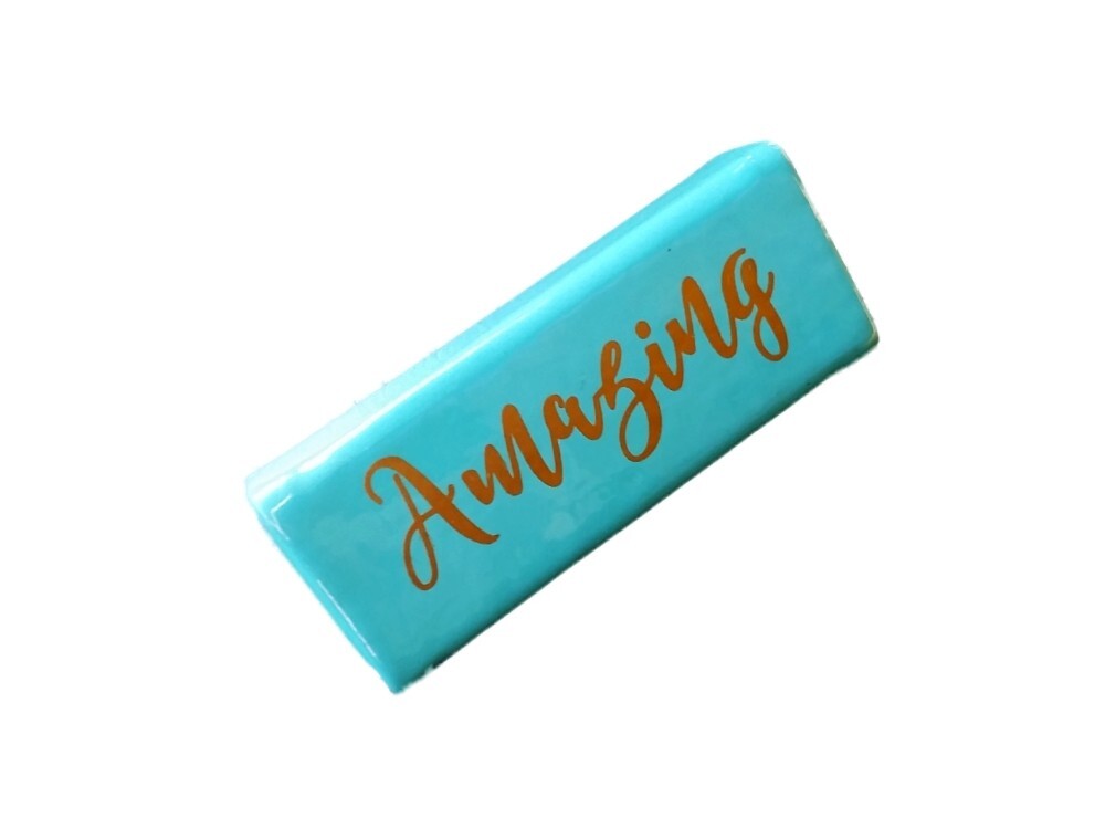 Shiny Lipstick Case & Mirror with Gold Metallic Letters – Compact Makeup Organizer