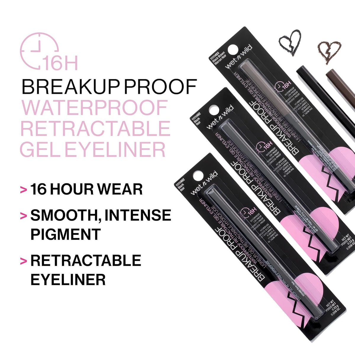 Long-Lasting Waterproof Gel Eyeliner - Retractable, Smudge-Proof, 0.1oz