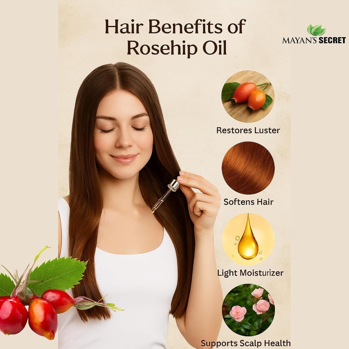 Organic Rosehip Oil 4oz - Pure Cold Pressed Skin & Body Moisturizer