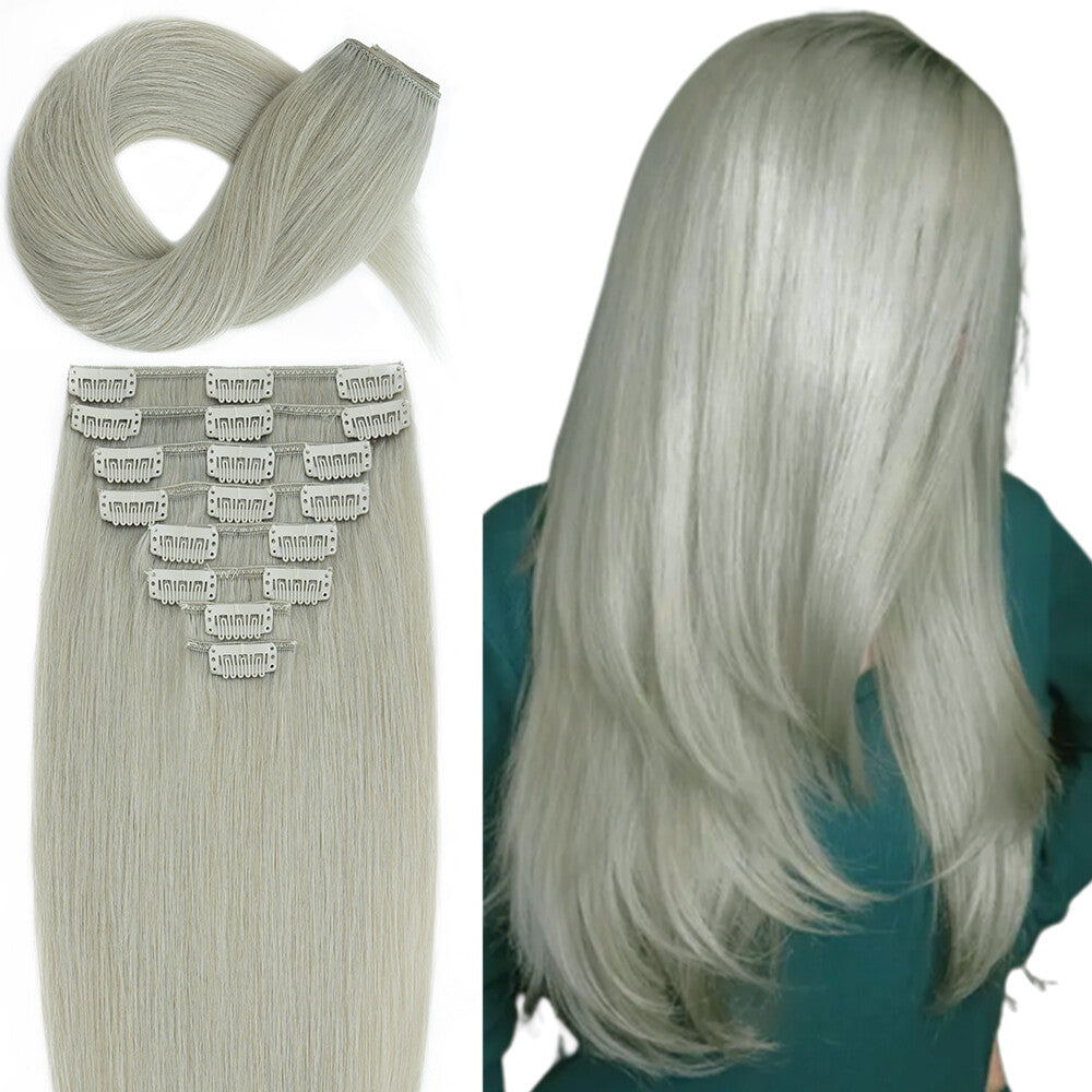 Clip-In Hair Extensions - 100% Real Human Hair Full Head Sets