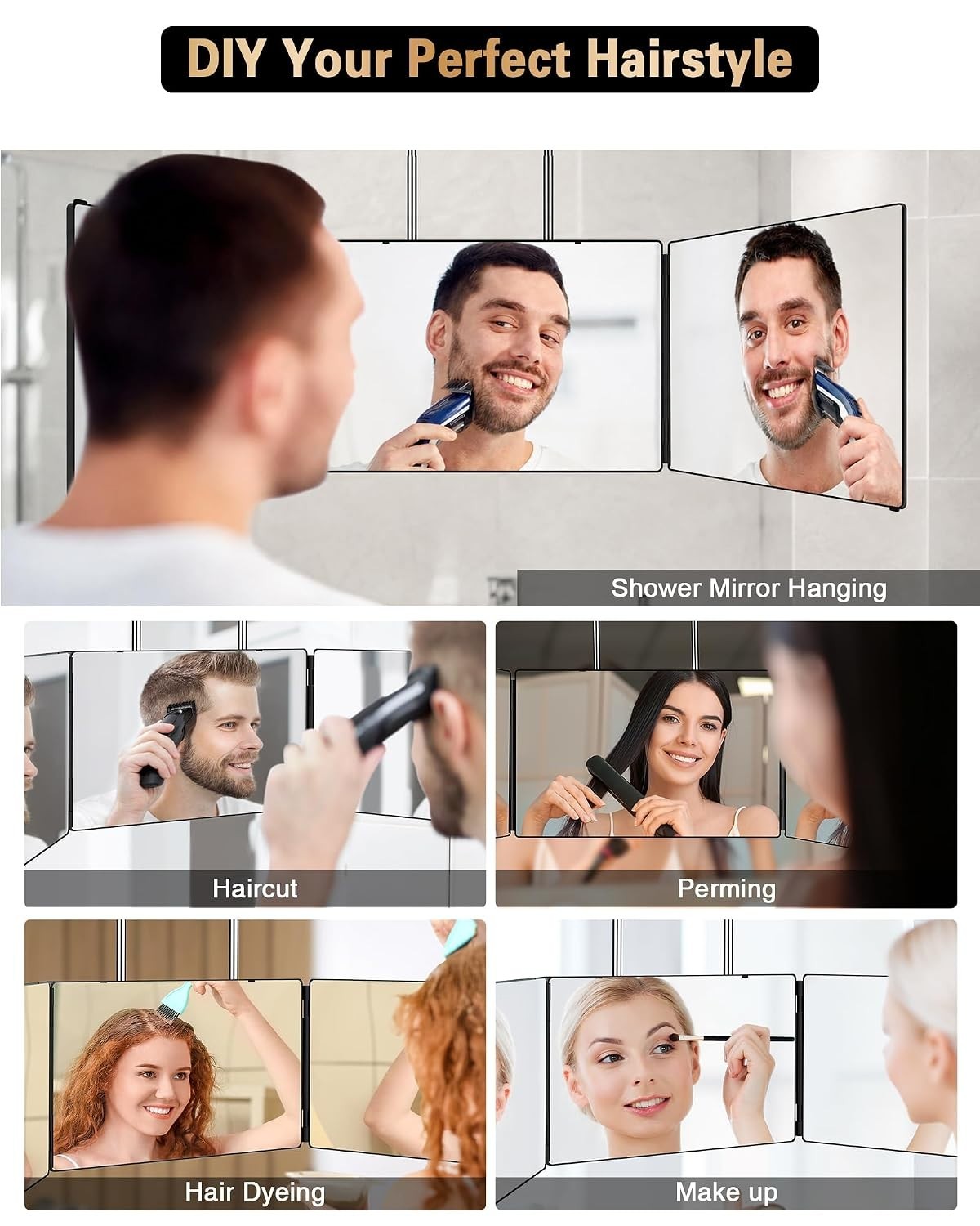 Water-Resistant 360 Degree Shower Mirror for Grooming & Styling