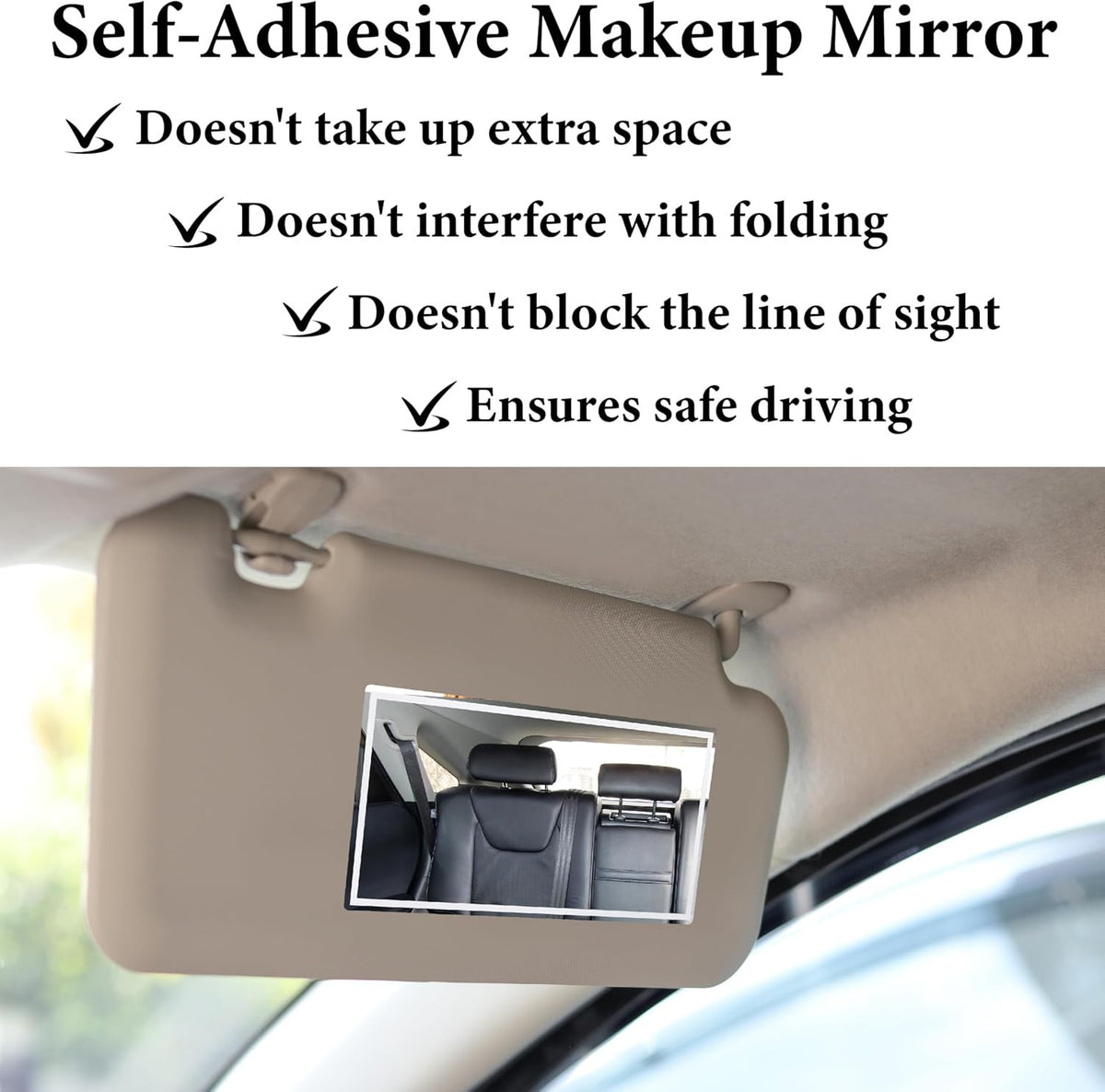 Portable Auto Mirror 15x8cm Adhesive Stainless Steel for Car SUV Makeup