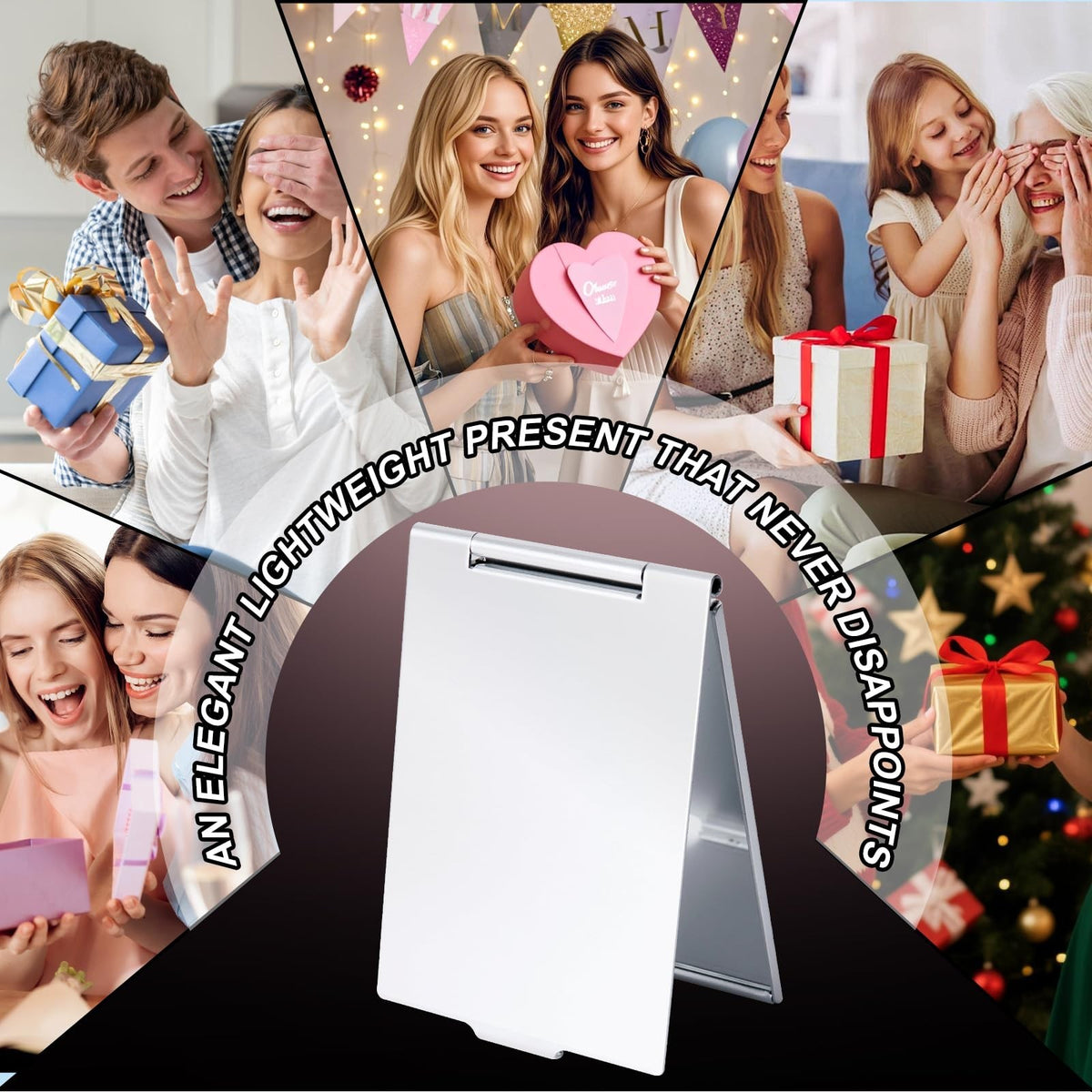 Portable Rectangular Travel Mirror - Silver Compact Makeup & Handheld Mirror