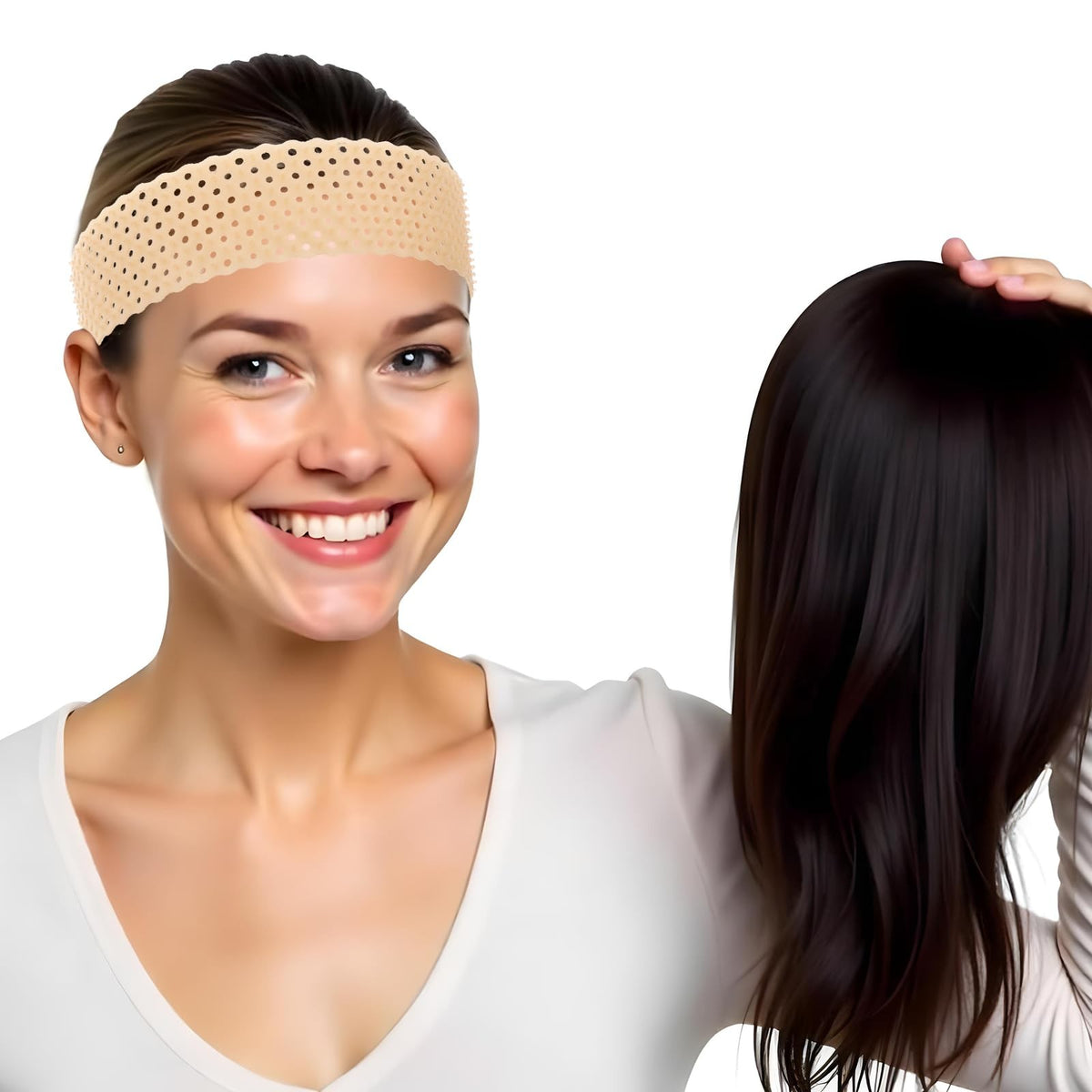 TIESOME 2pcs Adjustable Silicone Wig Grip Band, 1 Count (Pack of 2),