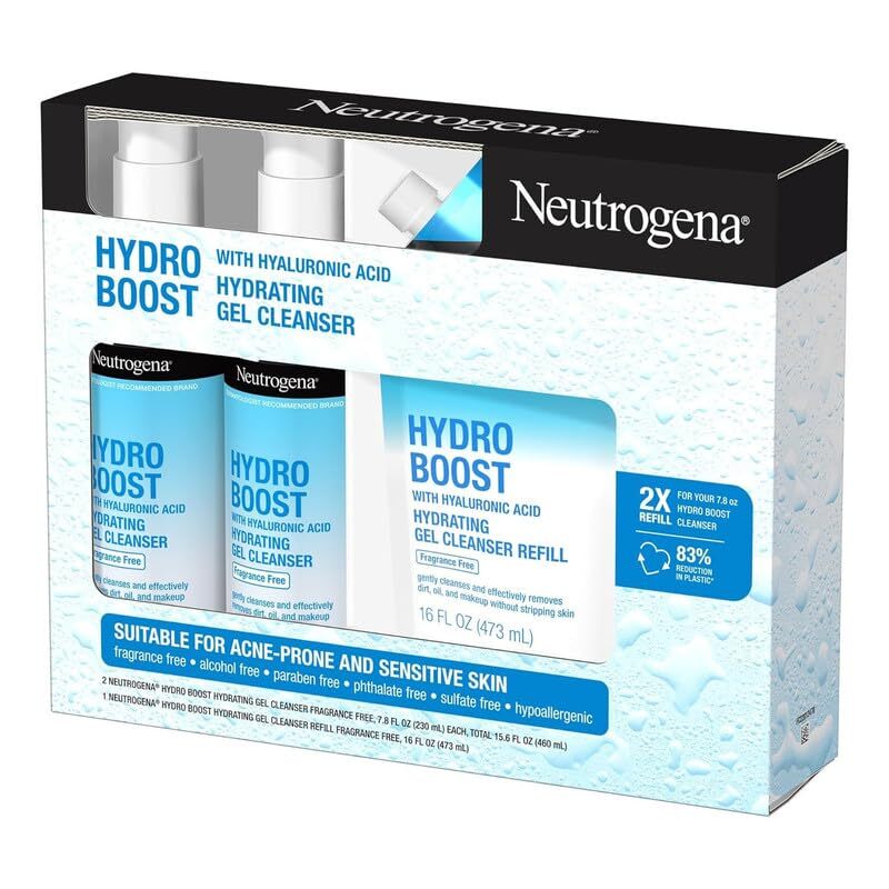Hydrating Gel Facial Cleanser with Hyaluronic Acid - Fragrance-Free, Gentle for Sensitive Skin