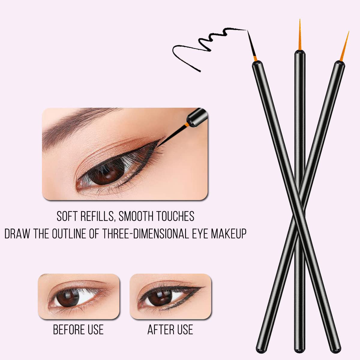 Disposable Eyeliner Brushes Set - 100 Hygienic Applicators for Eye Makeup