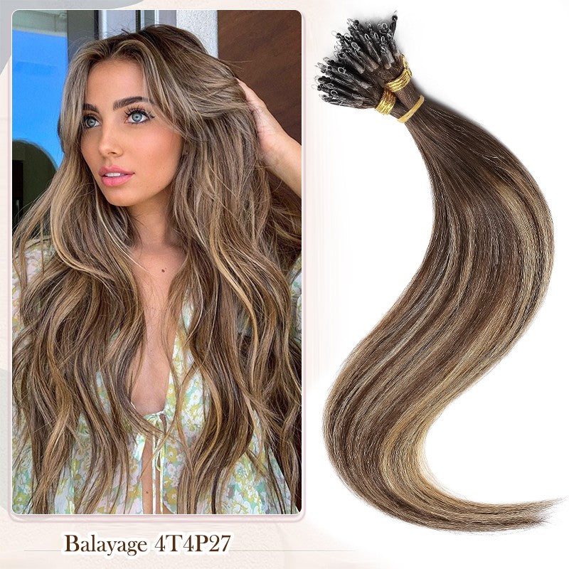 Nano Beads Hair Extensions 100% Remy Human Hair Balayage Ombre Blonde