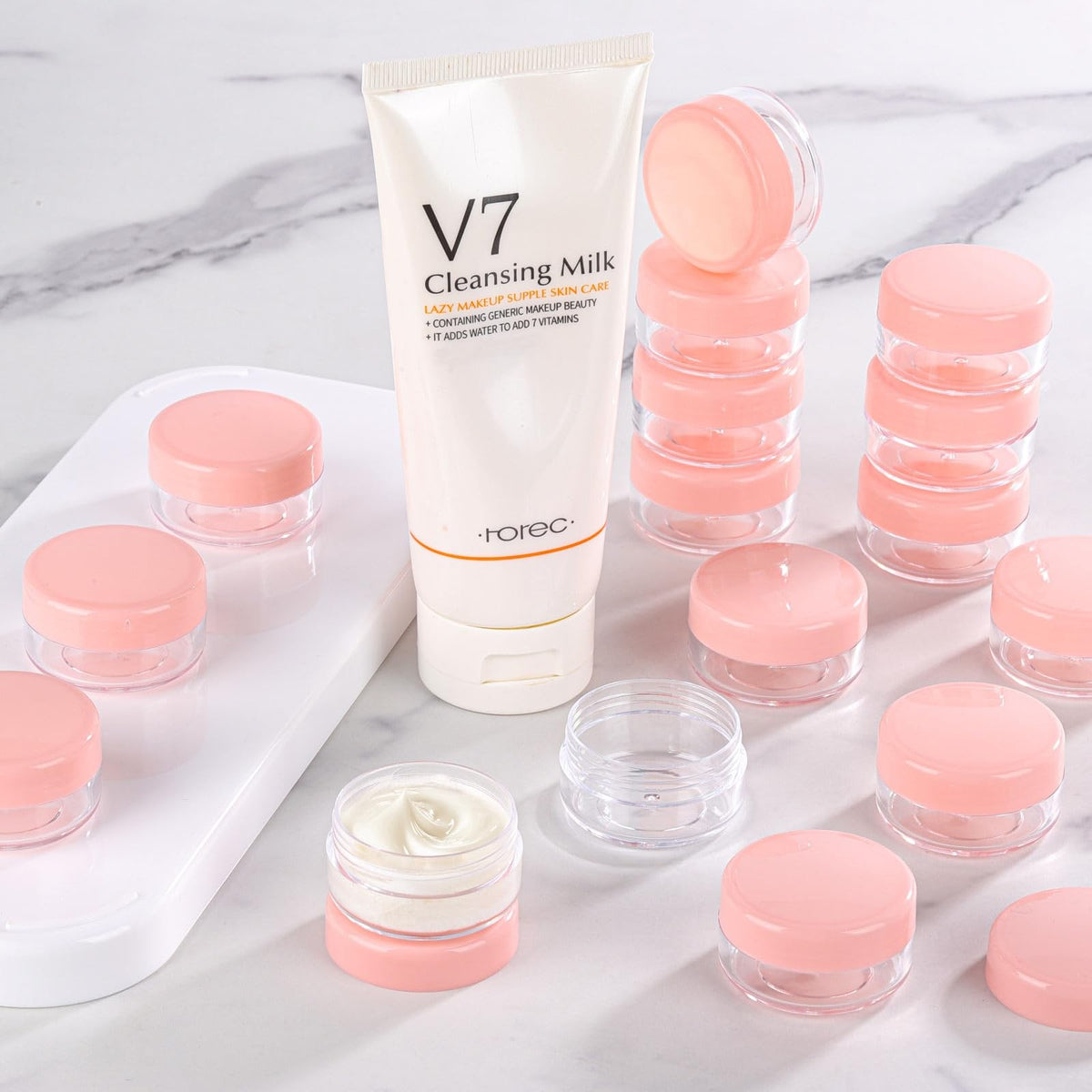 10g Sample Plastic Jars with Lids - Small Cosmetic Containers, Lip Balm & Cosmetic Storage