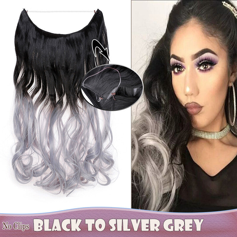Invisible Wire Clip-In Hair Extensions with Clips & Replacement Wires - Natural & Wavy, 20/24 Inch